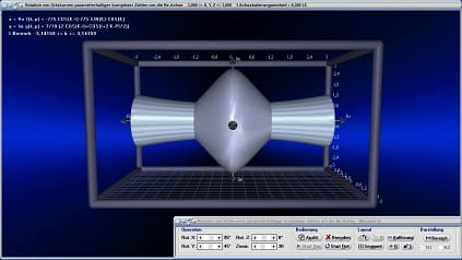 Ortskurven - Komplexe Zahlen - Komplex - Ortskurve - Rotation - x-Achse - Integral - Rotationskörper - Körper - Grafik - Raum - Räumlich - Rotation - Rotieren - Volumen - Parameter - Rotationssymmetrische Körper - Plot - Rechner - Berechnen 