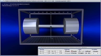 Komplex - Realteil - Imaginärteil - Rotation - x-Achse - Integral - Rotationskörper - Körper - Grafik - Raum - Räumlich - Rotation - Rotieren - Volumen - Parameter - Rotationssymmetrische Körper - Plot - Rechner - Berechnen 