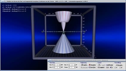 Komplex - Realteil - Imaginärteil - y-Achse - Integral - Rotationskörper - Körper - Grafik - Raum - Räumlich - Rotation - Rotieren - Volumen - Parameter - Rotationssymmetrische Körper - Plot - Rechner - Berechnen