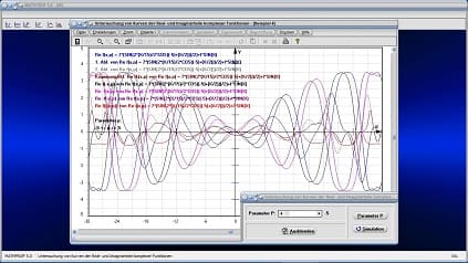Komplex - Realteil - Imaginärteil - Funktion - Verknüpfen - Verketten - Umkehrfunktion - Evolute - Funktionsgraph - Summe - Differenz - Produkt - Quotient - Funktionsverkettung - Funktionsverknüpfung - Darstellen - Plotten - Graph - Grafik - Zeichnen - Plotter - Funktionsdarstellung - Funktionsrechner - Funktionszeichner