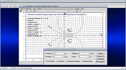 Vektorfeld - Vektorfelder - Komplex - Komplexe Zahlen - Realteil - Imaginärteil - Real - Imaginär - Berechnen - Graph - Grafisch - Plotter - Parameter - Rechner - Grafik - Rotation - Bilder - Darstellen - Zeichnen - Bestimmen - Definition - Formel - Skizzieren
