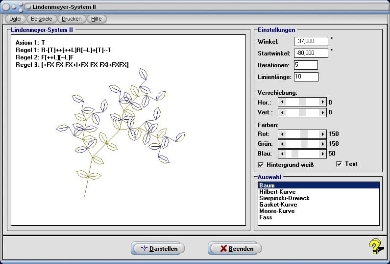 Lindenmayer-System - Bild 2 - L-Systeme - Axiome - Regeln - Fraktal - Hilbert-Kurve - Parameter - Plotter - Darstellung - Graph - Simulator - Sierpinski - Gasket-Kurve - Moore-Kurve