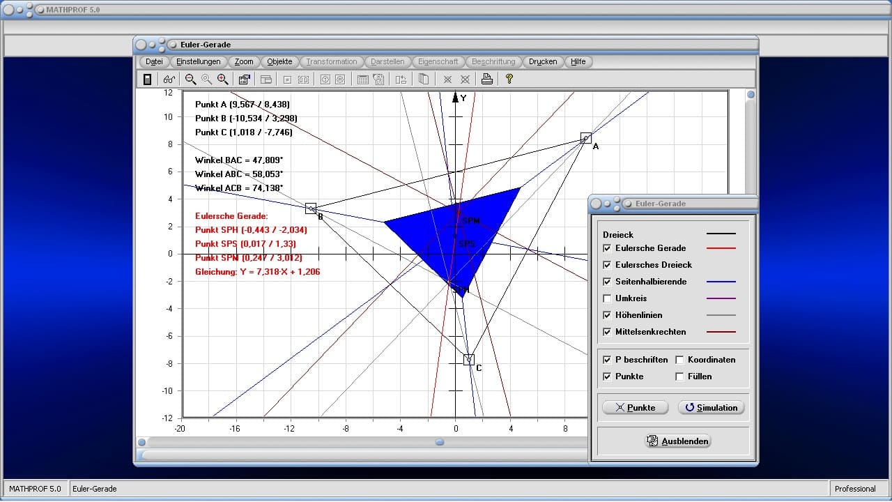 Euler-Gerade - Bild 2 - Euler-Kreis - Eulersche Gerade - Eulersches Dreieck - Konstruktion - Konstruieren - Eigenschaften - Berechnen - Graph - Grafisch - Erklärung - Beschreibung - Definition - Bild - Rechner - Grafik - Darstellung - Berechnung - Zeichnen - Darstellen
