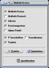 MathProf - Malfatti - Kreis - Dreieck - Tangente - Ajma - Punkt - Kreise - Problem - Graph - Rechner - Berechnen - Darstellen - Zeichnen