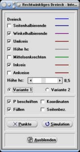 MathProf - Rechtwinkliges Dreieck berechnen - Flächeninhalt - Seitenlängen - Mittelpunkt - Winkel - Umfang - Ankreise - Inkreis