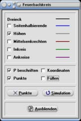 MathProf - Feuerbachkreis - Dreieck - Seitenhalbierende - Höhen - Rechner - Berechnen - Darstellen - Zeichnen - Grafisch