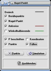 MathProf - Nagel-Punkt - Dreieck - Ankreise - Berührpunkte - Rechner - Berechnen - Darstellen - Zeichnen - Grafisch