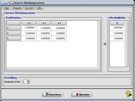 MathProf - Gauß Algorithmus - Gauß-Verfahren - Lineares Gleichungssystem - LGS - Matrix - Koeffizienten - Gaußscher Algorithmus - Gleichungssystem lösen - Eliminationsverfahren - Rechner - Berechnen - Berechnung - Eliminieren - Vertauschen - Tauschen - Staffelung - Gestaffeltes System - Staffelsystem - Gestaffeltes Gleichungssystem - Gestaffelt - Vollständige Elimination