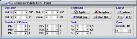 MathProf - Gerade - Geraden - Ortsvektor einer Gerade - Abstand zweier Geraden - Abstand zweier Punkte im Raum - Schnittpunkt zweier Geraden - Geradengleichungen im Raum - Rechner - Berechnen - Zeichnen