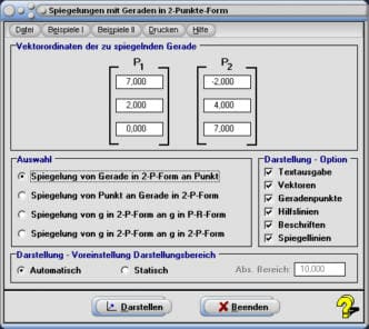 MathProf - Gerade - Punkte - Geraden - Zwei Punkte - Spiegelung - Berechnen - Rechner - Zeichnen - Eigenschaften
