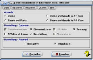 MathProf - Ebene - Normalenform einer Ebenengleichung - Normalkomponente - Schnittpunkt einer Gerade und einer Ebene - Ebene schneidet Gerade - Rechner - Berechnen - Zeichnen