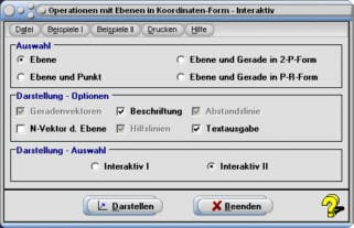 MathProf - Ebene - Koordinatengleichungen - Ebene plotten - Darstellung von Ebenen - Achsenabschnittsform - Koordinatendarstellung einer Ebene - Rechner - Berechnen - Zeichnen