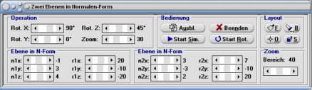 MathProf - Ebenen - 3D - Abstand - Lage zweier Ebenen - Spiegelung - Allgemeine Normalengleichung - Abstandsberechung Ebene Ebene - Rechner - Berechnen - Zeichnen