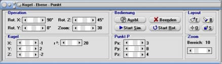 MathProf - Kugel - Ebene - Darstellen - Grafisch - Rechner - Berechnen - Plotten - Schnitt Kugel Ebene - Tangentialebene bestimmen - Gegenseitige Lage von Kugel und Ebene - Berechnen - Rechner