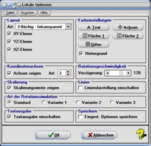 MathProf - 3D - Optionen - Layout - Design - Graph - Graphik - Plot - Farben
