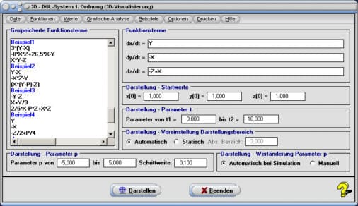 MathProf - Lorenz-Attraktor - Lorenz - Differentialgleichungen - System - Simulation - Animation - Parameter - Rechner - Zeichnen - Lösung - Lösen - Plotten