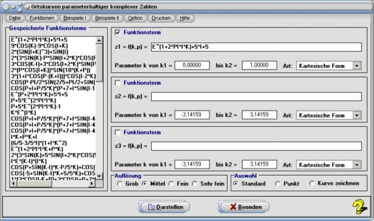 MathProf - Ortskurve - Ortskurven - Komplex - Funktion - Kurven - Graphen - Plotten - Zeichnen - Komplexe Zahlen - Bahnkurve - Plotter - Darstellen - Darstellung - Koordinaten - Komplexe Funktion - Komplexe Funktionen - Parameter - Werte - Formel