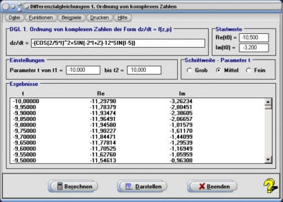 MathProf - Komplex - Komplexe Zahlen - Differentialgleichung - Anfangswertproblem - Numerisch - Plotten - Algorithmus - Runge Kutta - Verfahren - Inhomogen - Homogen - Berechnen - Graph - 1. Ordnung - Graph - Grafisch - Plotter - Parameter - Rechner