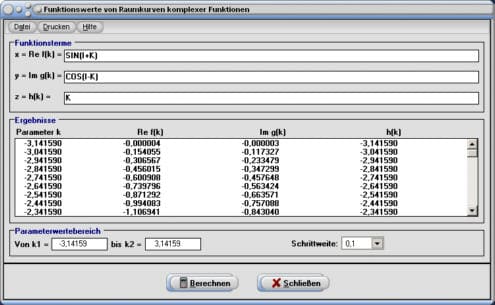 MathProf - Raumkurve - Funktion - Werte - Komplex - Komplexe Zahlen - Kurve - 3D - Räumlich - Zeichnen - Parameterdarstellung - Raumkurven
