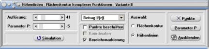 MathProf - Höhenverläufe - Höhenverlauf - Höhe -  Funktionen - Zeichnen - Plotten - Diagramm - Komplexe Funktionen - Berechnen - Rechner - Darstellen - Realteil - Imaginärteil - Betrag - Fläche