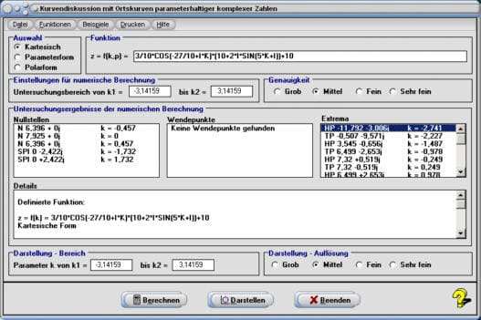 MathProf - Komplexe Zahlen - Komplex - Ortskurve - Ortskurven - Maximum - Minimum - Hochpunkte - Tiefpunkte - Nullstelle - Steigung - Wendepunkte - Rechner - Plotter - Graph - Funktion - Werte - Berechnen