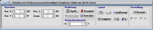 MathProf - Komplex - Ortskurven - Ortskurve - Komplexe Funktion - Rotationskörper - Rotierende Körper - Animation - X-Achse - Volumen von Rotationskörpern  - X-Achse - Rotation - Körper - Darstellen - Berechnen - Beispiele - Zeichnen - Schwerpunkt - Oberfläche - Rotation- Rechner - Berechnen