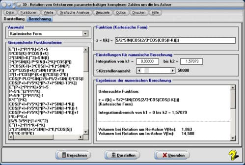 MathProf - Komplex - Ortskurven - Ortskurve - Komplexe Funktion - Mantelfläche - Statisches Moment - Volumen - Rotation - Rechner - Berechnen - Berechnung - Y-Achse