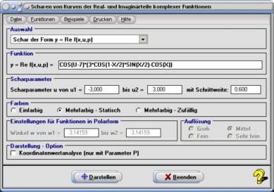 MathProf - Komplex - Realteil - Imaginärteil - Funktionen - Funktion - Scharparameter - Scharfunktionen - Zeichnen