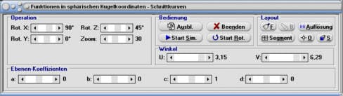 MathProf - Schnittkurve - Schnittebene - Schnitt - Schneiden - Ebene - Flächen in Kugelkoordinaten - Sphärische Koordinaten - Sphärisches Koordinatensystem - Berechnung - Rechner - Darstellen - Plotter