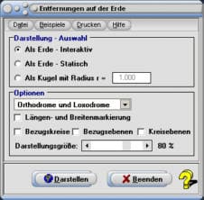 MathProf - Orthodrome - Loxodrome - Erde - Entfernung - Entfernungen - Kurswinkel - Anfahrtswinkel - Abfahrtswinkel - Berechnen - Rechner - Zeichnen