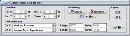 MathProf - Orthodrome - Loxodrome - Erde - Entfernung - Entfernungen - Kurswinkel - Anfahrtswinkel - Abfahrtswinkel - Berechnen - Rechner - Zeichnen