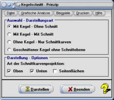 MathProf - Kegel - Schneiden - Doppelkegel - Schnitt - Kegelschnitt - Ebene - Schnittebene - Parallele Ebene - Darstellen - Zeichnen