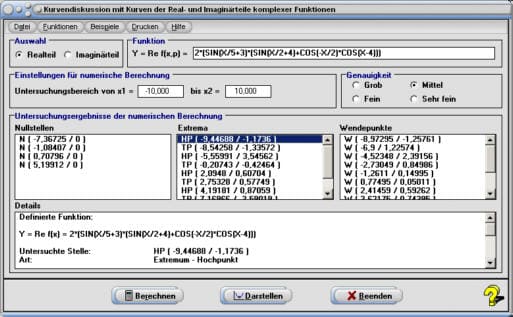 MathProf - Komplex - Realteil - Imaginärteil - Real - Imaginär - Kurvendiskussion - Ableitung - Kettenregel - Funktion ableiten - Vollständige Kurvendiskussion - Nullstellen - Pole - Hochpunkte - Tiefpunkte - Wendepunkte - Differentialrechnung  - 1. Ableitung - 2. Ableitung - Funktionseigenschaften - Krümmungsverhalten - Funktionsuntersuchung - Kurvenuntersuchung - Rechner - Berechnen