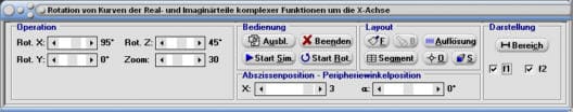 MathProf - Komplex - Realteil - Imaginärteil - Real - Imaginär - Rotationskörper - X-Achse - Rotationsvolumen - Mantelfläche - Mantel - Plotten - Graph - Grafisch - Bilder - Plot - Darstellung - Rechner - Berechnen - Darstellen - Zeichnen