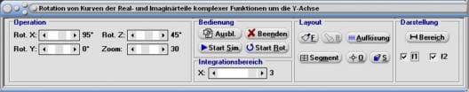 MathProf - Komplex - Realteil - Imaginärteil - Real - ImaginärRotationskörper - Rotierende Körper - Animation - Y-Achse - Volumen von Rotationskörpern  - Y-Achse - Rotation - Körper - Darstellen - Berechnen - Beispiele - Zeichnen - Schwerpunkt - Oberfläche - Rotation- Rechner - Berechnen
