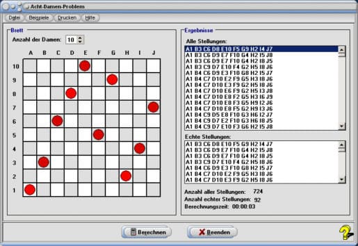 MathProf - Acht-Damen-Problem - 8-Damen-Problem - Damenproblem - Lösung - Lösungen - N Damen-Problem