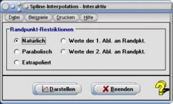 MathProf - Spline - Spline-Interpolation - Interpolation - Splines - Parabolisch - Extrapoliert - Extrapolation - Ableitung - 1. Ableitung - 2. Ableitung - Rechner - Berechnen - Darstellen - Zeichnen - Plotten