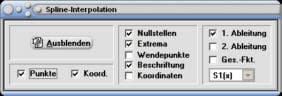 MathProf - Spline - Spline-Interpolation - Interpolation - Splines - Parabolisch - Extrapoliert - Extrapolation - Ableitung - 1. Ableitung - 2. Ableitung - Rechner - Berechnen - Darstellen - Zeichnen - Plotten