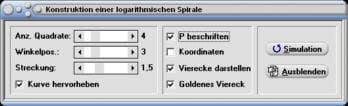 MathProf - Logarithmische Spirale - Quadrate - Viereck - Punkte - Konstruktion - Konstruieren - Goldener Schnitt - Gleichung - Formel - Berechnen - Darstellen - Zeichnen - Plotten 