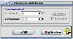 MathProf - Simulation - Einstellungen - Parameter - Geschwindigkeit - Schrittweite