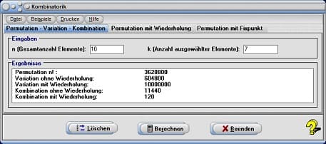 MathProf - Variation mit Wiederholung - Kombination mit Wiederholung - Möglichkeiten - Anzahl - Rechner - Berechnen - Anzahl möglicher Varianten - Rechner für Varianten - Möglichkeiten berechnen - Permutation mit Wiederholung - Formel