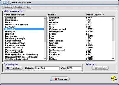 MathProf - Beispiel - Brechzahlen - Dichte - Ausdehnungskoeffizienten - Gasdichte - Härtegrad - Heizwert - Ionenradius - Einheit