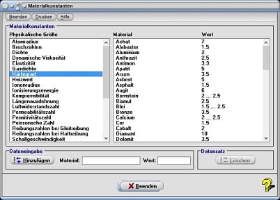 MathProf - Längenausdehnung - Luftwiderstandszahl - Reibungszahlen -  Wirkungsgrade - Werte - Tabelle - Liste - Einheit