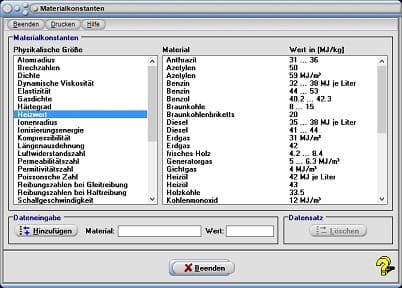 MathProf - Ionisierungsenergie - Kompressibilität - Zahlen - Tabelle - Schmelztemperatur - Schmelzwärme - Siedewärme -  Liste - Einheit