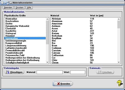 MathProf - Schallgeschwindigkeit - Luft - Schubmodul - Physikalische Eigenschaften - Physikalische Stoffkonstanten - Tabelle - Liste - Einheit