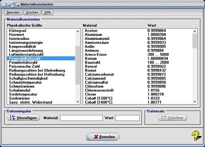 MathProf - Spezifische Permittivität - Poissonsche Zahl - Reibungszahlen - Gleitreibung - Haftreibung - Tabelle - Einheit