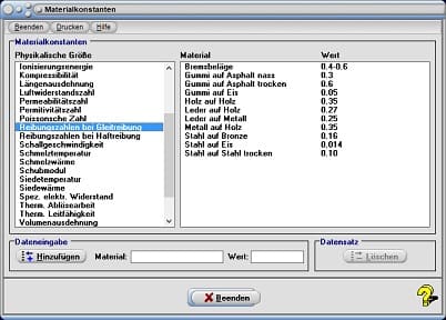 MathProf - Schmelztemperatur - Schmelzwärme - Siedewärme - Thermische Ablösearbeit - Thermische Leitfähigkeit - Wirkungsgrade - Tabelle - Einheit