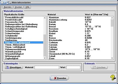 MathProf - Schallgeschwindigkeit - Schmelztemperatur - Schmelzwärme - Luft - Schubmodul - Physikalische Eigenschaften - Tabelle - Einheit