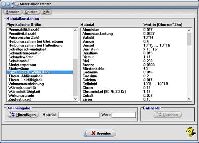 MathProf - Schallgeschwindigkeit - Schmelztemperatur - Schmelzwärme - Luft - Schubmodul - Physikalische Eigenschaften - Tabelle - Einheit