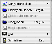 MathProf - Plotter - Garfik - Datei - Menü